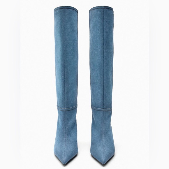 NWT Zara Denim Knee-High Boots Sz 9 - Picture 4 of 16
